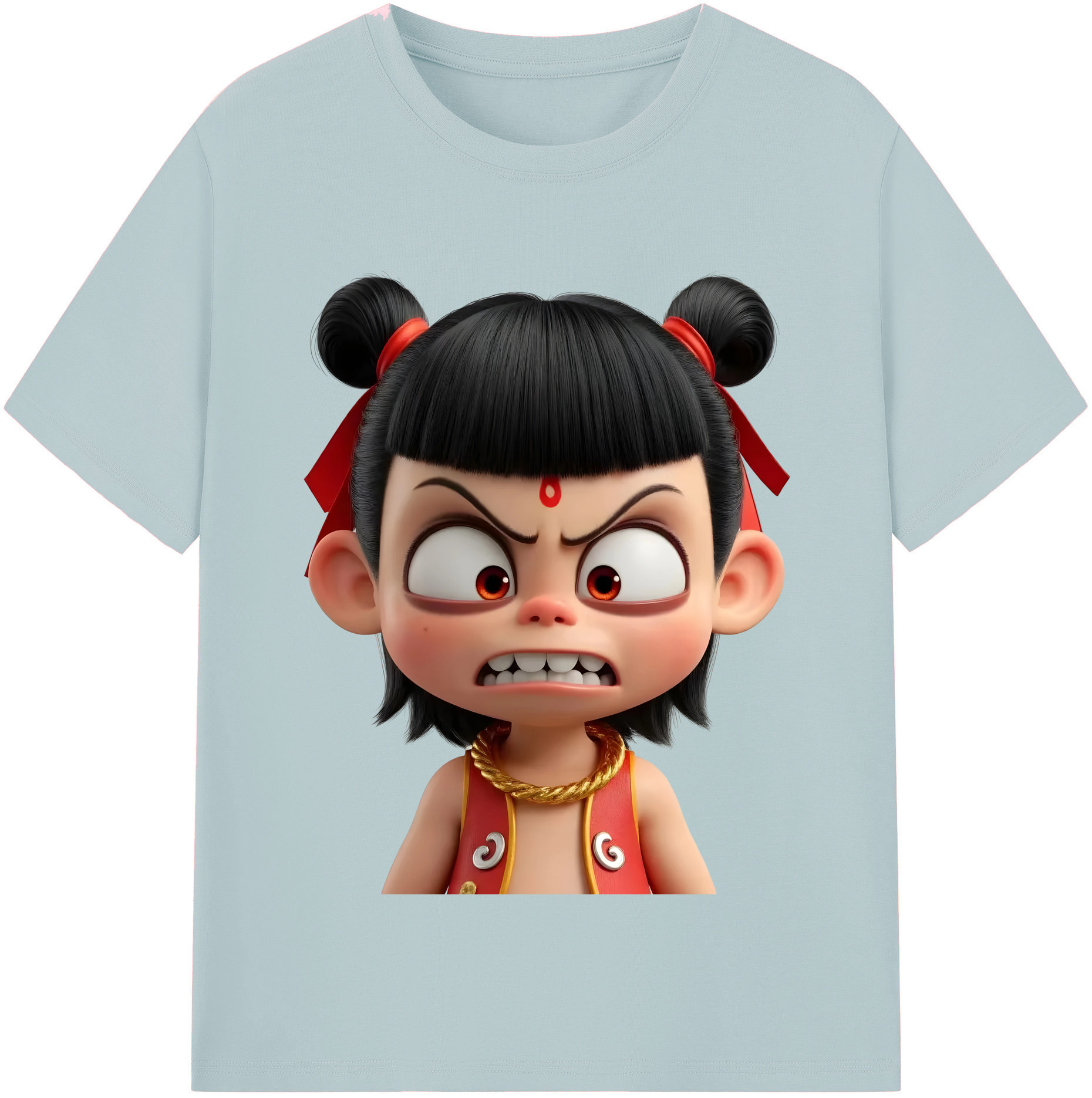 （画像用） Ne Zha 2 ナタ 魔童の大暴れ 綿100％半袖Tシャツ（フロントプリント）